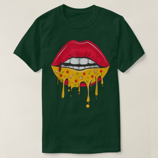 Cute Valentines Day Pizza Lips Tee Funny hearts Pi (Design vorne)