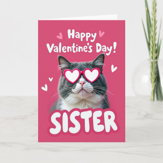 Cute Valentines Day Sister Cat Card Karte (Vorderseite)