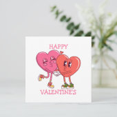 Cute Valentine's Hearts Couple Flat Card (Stehend Vorderseite)