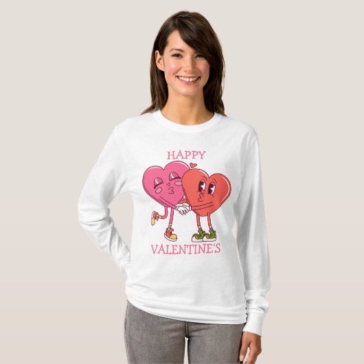 Cute Valentine's Hearts Couple Women's T-Shirt (Vorne ganz)
