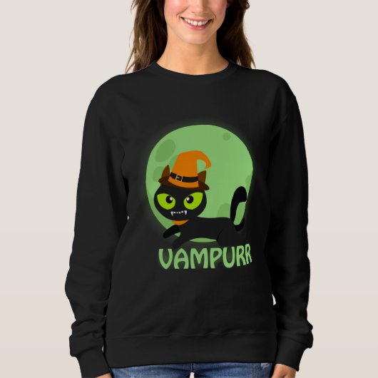 Cute Vampire Cat Halloween Vampurr Sweatshirt (Vorderseite)