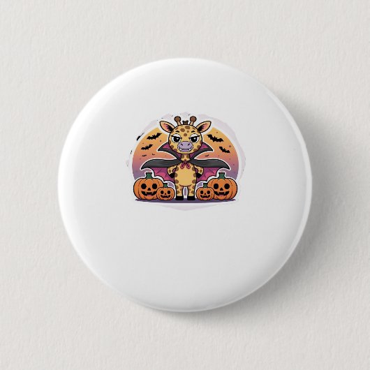 Cute Vampire Giraffe Halloween � Funny Spooky Anim Button (Vorderseite)