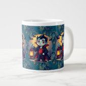 Cute Vampire with Lantern Kawaii Halloween Jumbo-Tasse (Vorderseite Rechts)