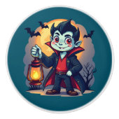 Cute Vampire with Lantern Kawaii Halloween Keramikknauf (Vorderseite)