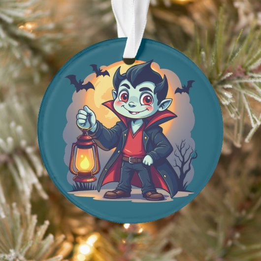 Cute Vampire with Lantern Kawaii Halloween Ornament (Baum)