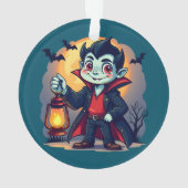 Cute Vampire with Lantern Kawaii Halloween Ornament (Rückseite)