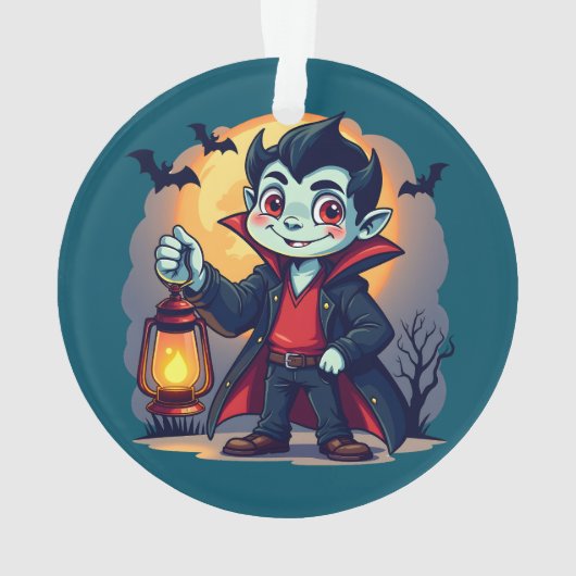 Cute Vampire with Lantern Kawaii Halloween Ornament (Rückseite)