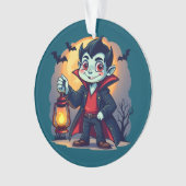 Cute Vampire with Lantern Kawaii Halloween Ornament (Vorderseite)