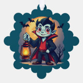 Cute Vampire with Lantern Kawaii Halloween Ornament Karte (Rückseite)