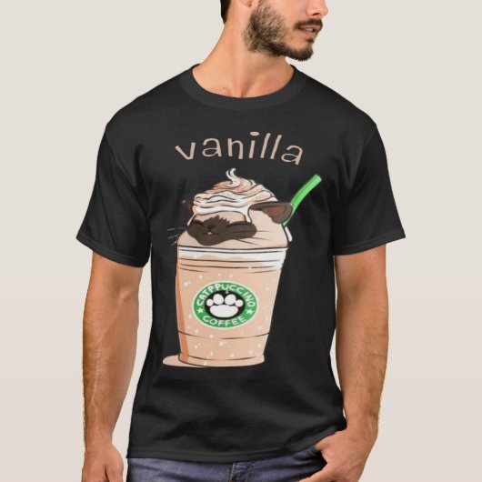 Cute Vanilla Brown Cat Animals Pet Catpuccino Coff T-Shirt (Vorderseite)