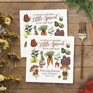 Cute Veg Locally Grown Little Sprout Baby Shower Serviette