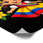 Cute Venezuela Girl Kids Traditional Dress Colorfu Poster (Ecke)