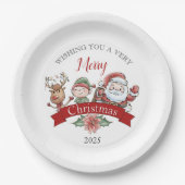 Cute Very Merry Christmas Personalized Pappteller (Vorderseite)