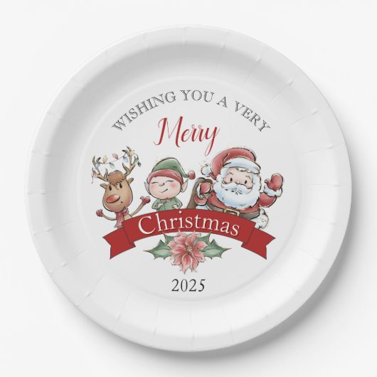Cute Very Merry Christmas Personalized Pappteller (Vorderseite)