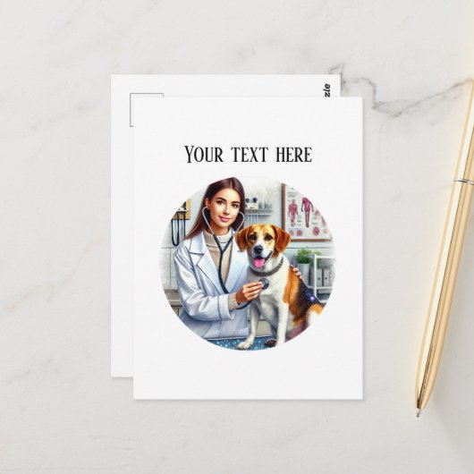 Cute Veterinarian Office customizable Postcard Postkarte (Vorderseite/Rückseite Beispiel)