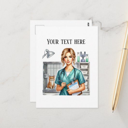 Cute Veterinarian Office customizable Postkarte (Vorderseite/Rückseite Beispiel)