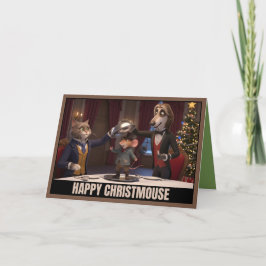 Cute Victorian cats and dog Christmas Karte