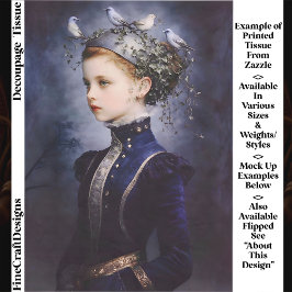  Cute Victorian Girl, Ivy & Birds FF5L Decoupage Seidenpapier