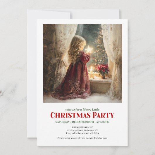 Cute Victorian Little Girl Awaiting Santa Editable Einladung (Vorderseite)