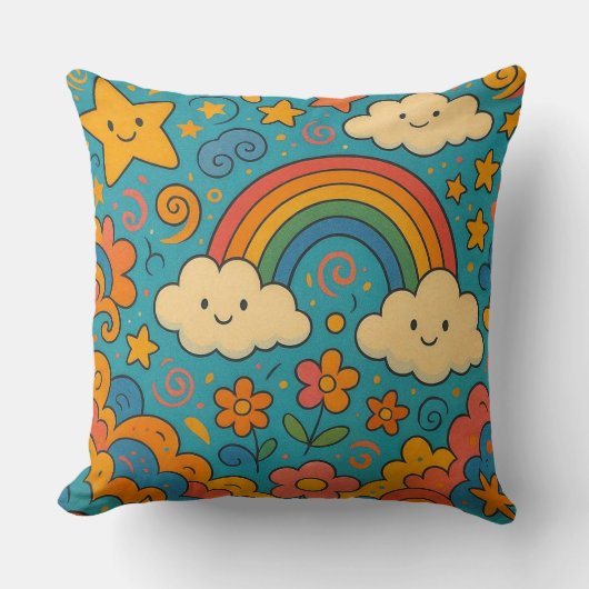 Cute Vintage Aesthetic Pattern Pillow 🌈✨🌸 Kissen (Vorderseite)