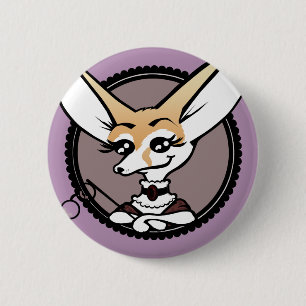 CUTE VINTAGE ART CARTOON FENNEC FOX BUTTON