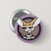 CUTE VINTAGE ART CARTOON FENNEC FOX BUTTON (Vorne & Hinten)