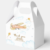 Cute Vintage Aviator Airplane Baby Shower  Geschenkschachtel (Rückseite)