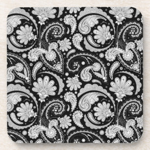 Cute vintage black white paisley patterns getränkeuntersetzer