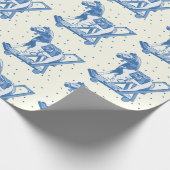 Cute Vintage Blue Hobby Horse Pattern Geschenkpapier (Ecke)