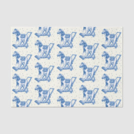 Cute Vintage Blue Hobby Horse Pattern Seidenpapier
