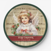 Cute Vintage Christmas Angels Plates Custom Name Pappteller (Vorderseite)