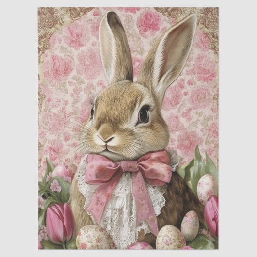 Cute Vintage Easter Bunny Decoupage Seidenpapier (Vorderseite)