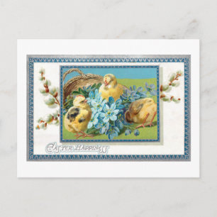Cute Vintage Easter Chicks & Forget-Me-Nots Postkarte