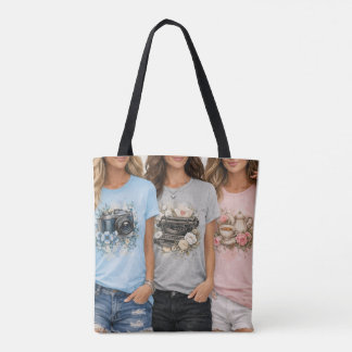Cute Vintage Floral Graphic Girls Tote Tasche
