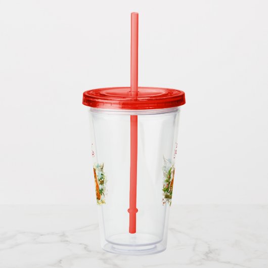 Cute Vintage Foxes Retro Christmas Acryltrinkbecher (Rechts)