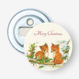 Cute Vintage Foxes Retro Christmas Flaschenöffner