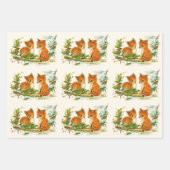 Cute Vintage Foxes Retro Christmas Geschenkpapier Set (Vorderseite 3)