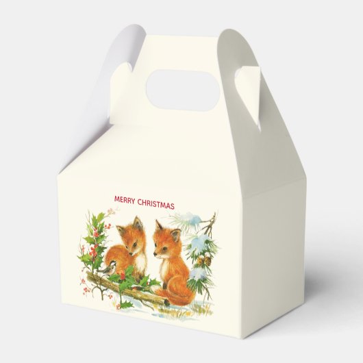 Cute Vintage Foxes Retro Christmas Geschenkschachtel (Vorderseite)