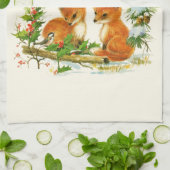 Cute Vintage Foxes Retro Christmas Geschirrtuch (Gefaltet)