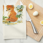 Cute Vintage Foxes Retro Christmas Geschirrtuch (Viertel Falte)