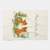 Cute Vintage Foxes Retro Christmas Geschirrtuch (Horizontal)