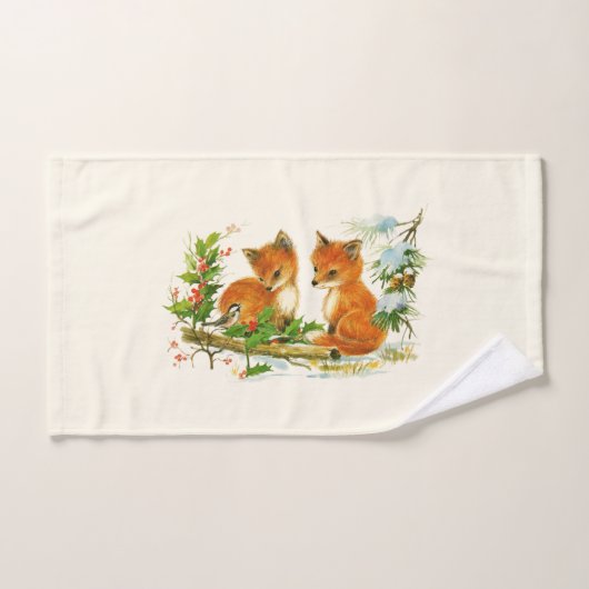 Cute Vintage Foxes Retro Christmas Handtuch (Handtuch)