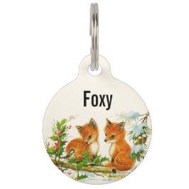 Cute Vintage Foxes Retro Christmas Haustiermarke