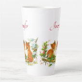 Cute Vintage Foxes Retro Christmas Milchtasse (Vorderseite)