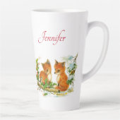 Cute Vintage Foxes Retro Christmas Milchtasse (Rechts)