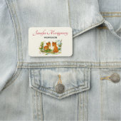 Cute Vintage Foxes Retro Christmas Namensschild (Beispiel)