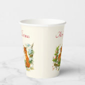 Cute Vintage Foxes Retro Christmas Pappbecher (Rechts)