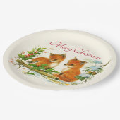 Cute Vintage Foxes Retro Christmas Pappteller (Schrägansicht)