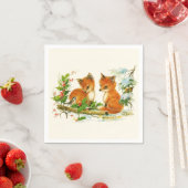 Cute Vintage Foxes Retro Christmas Serviette (Beispiel)