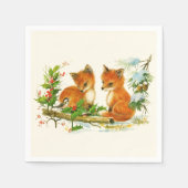 Cute Vintage Foxes Retro Christmas Serviette (Vorderseite)